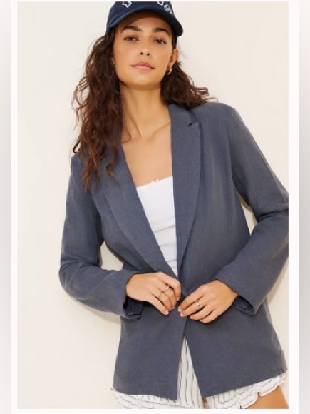 Free People Prep School Blazer Vintage Indigo Size Small